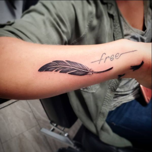 feather tattoos with quotes