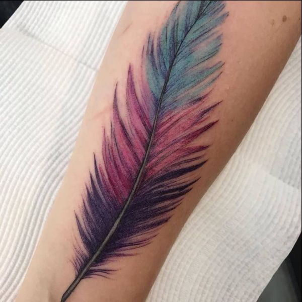 colorful feather tattoos