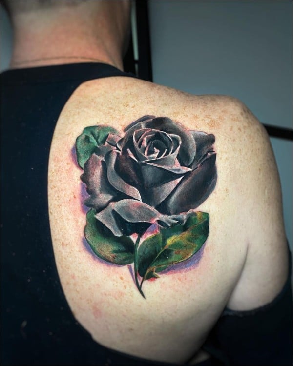 color rose tattoos for girls on upper back