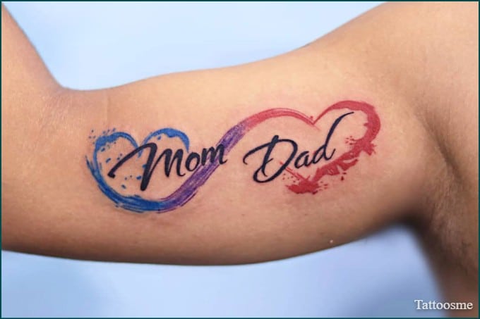 mom dad inner bicep tattoo
