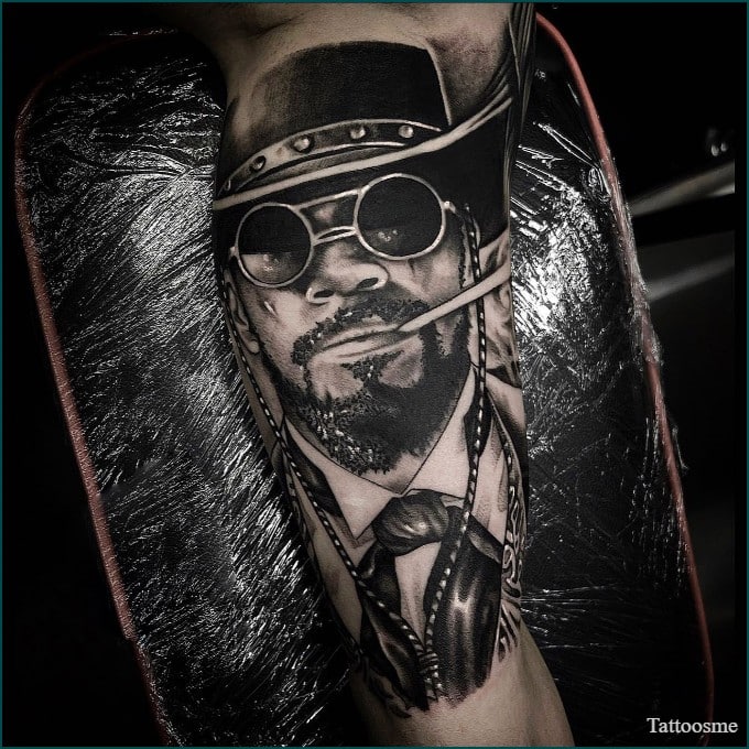 Django tattoo on inner bicep
