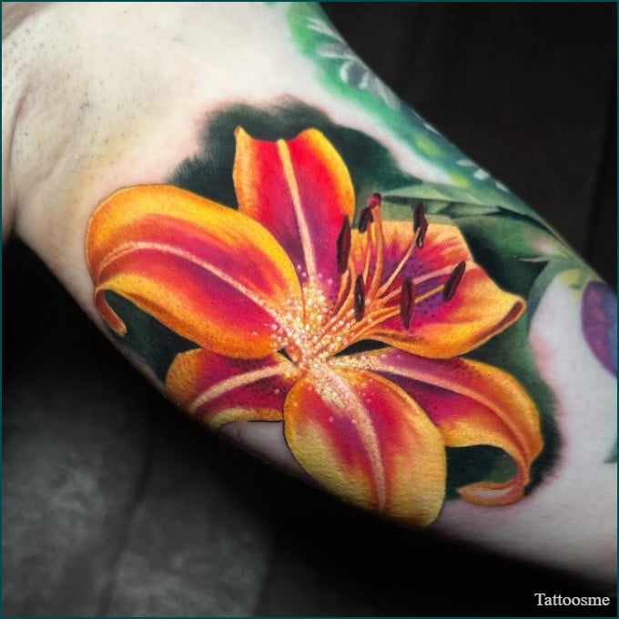 inner bicep flower tattoo