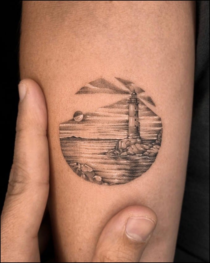 Lighthouse tattoo small for Female
