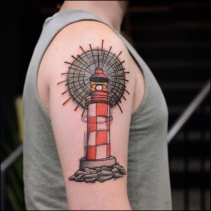 red lighthouse tattoos