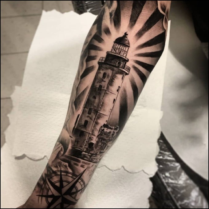 lighthouse tattoos on forearm