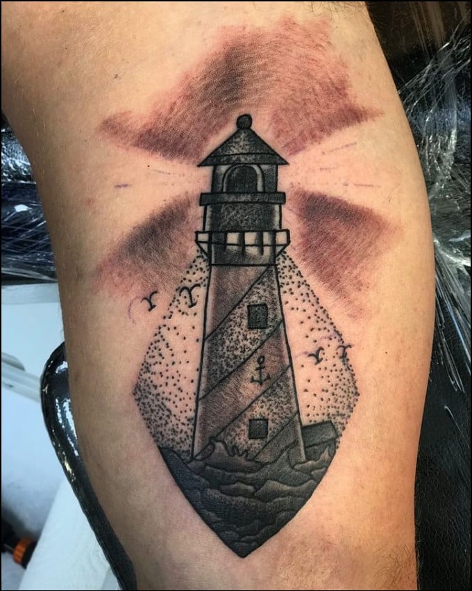 Lighthouse tattoo arms