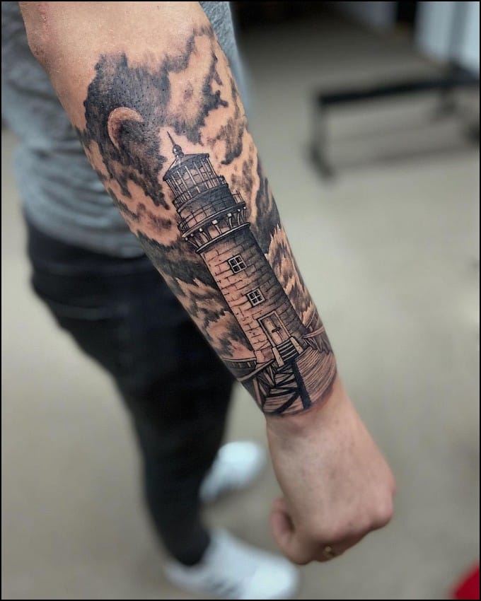 lighthouse tattoos on forearm