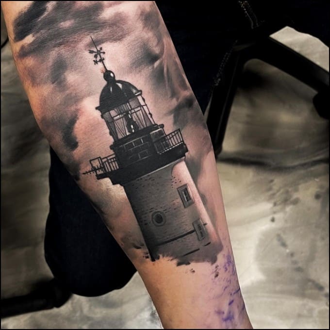 Image of Lighthouse tattoo small