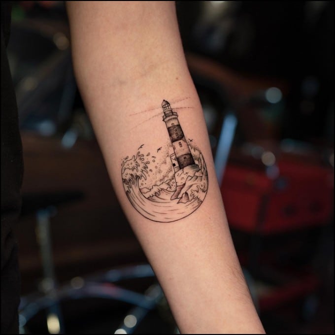 lighthouse tattoos forearms for men