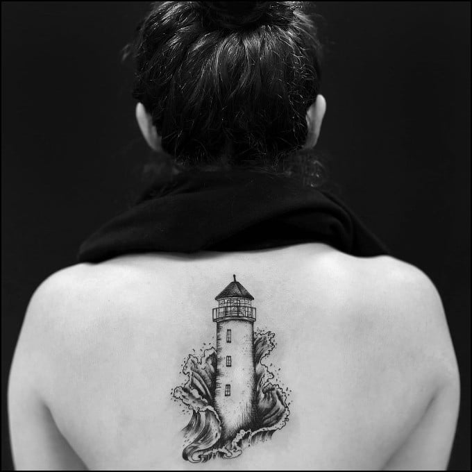 lighthouse tattoos back