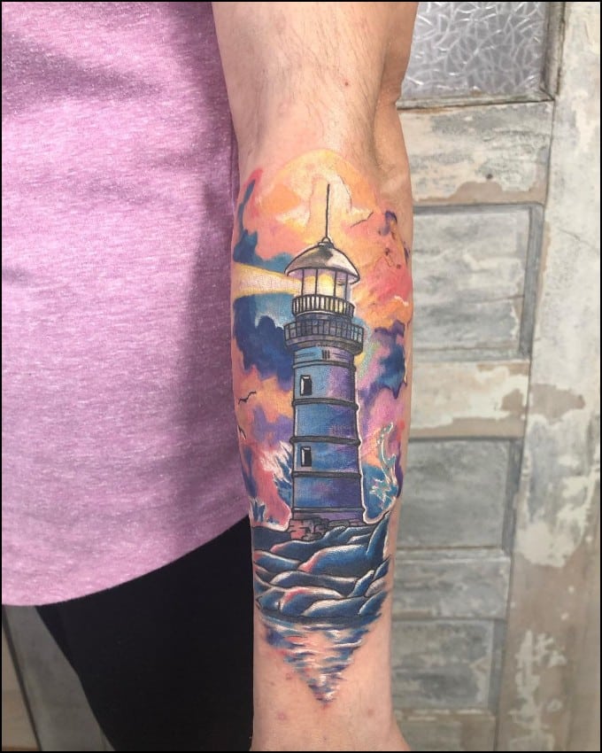 Lighthouse tattoo Forearm