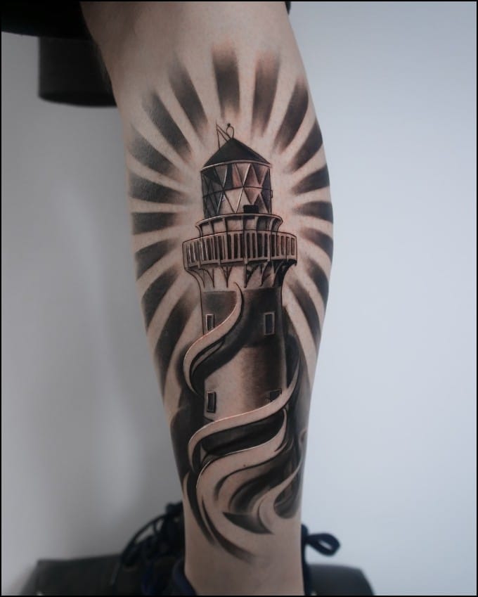 Lighthouse tattoo traditional