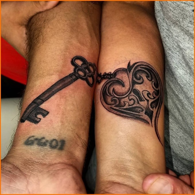 lock and key tattoos for couples