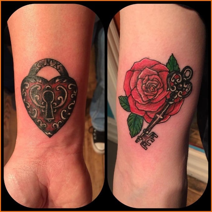 lock and key tattoos for couples