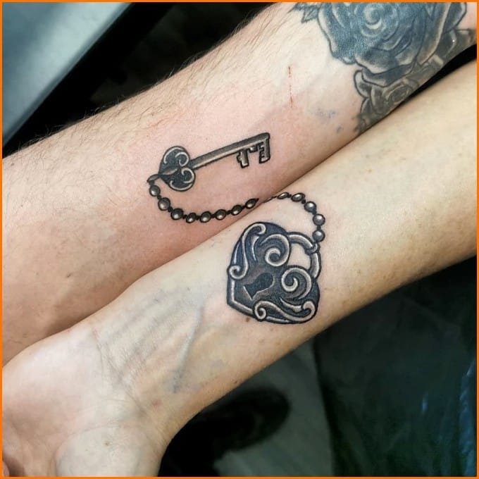 lock and key tattoos on wrist