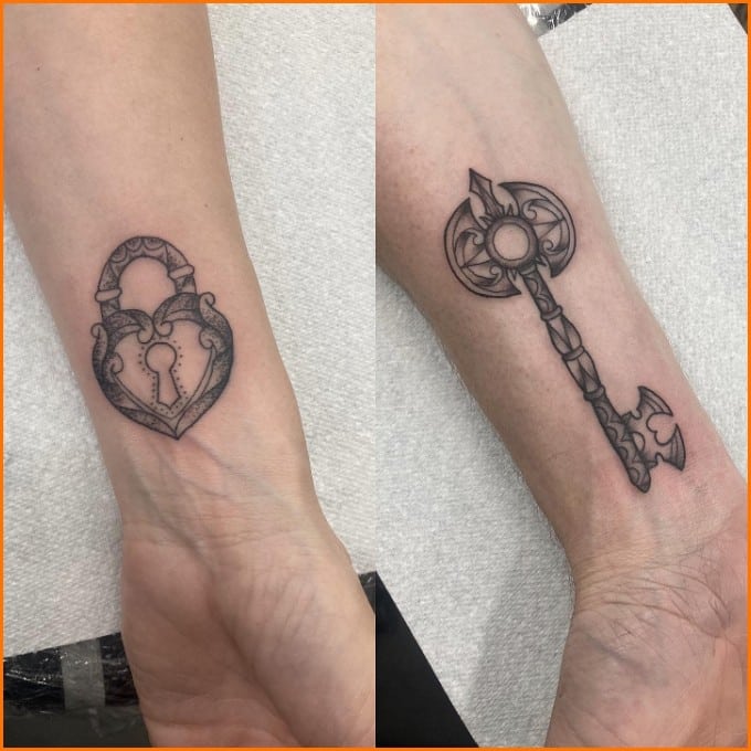 lock and key matching tattoos