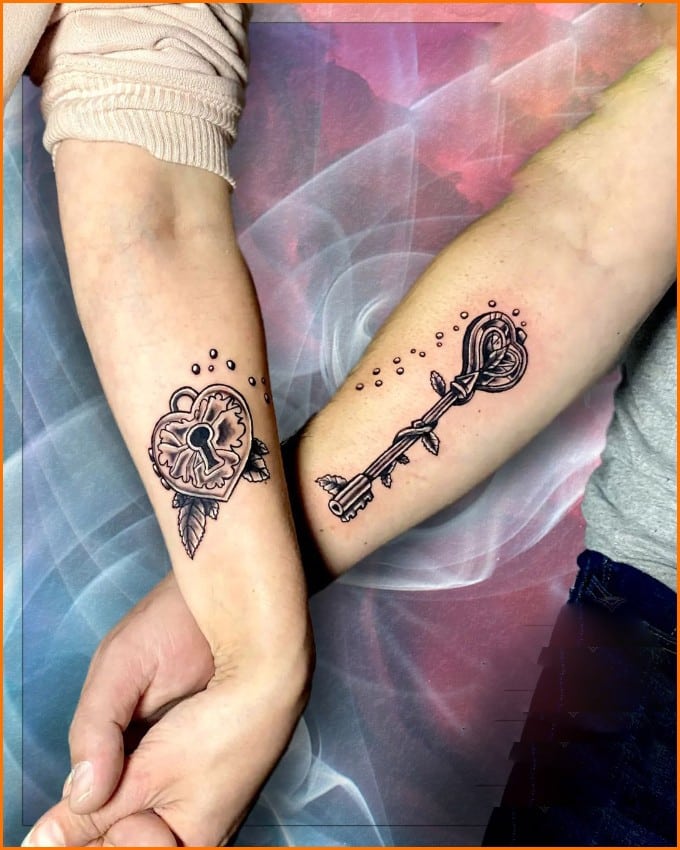 lock and key pair tattoos