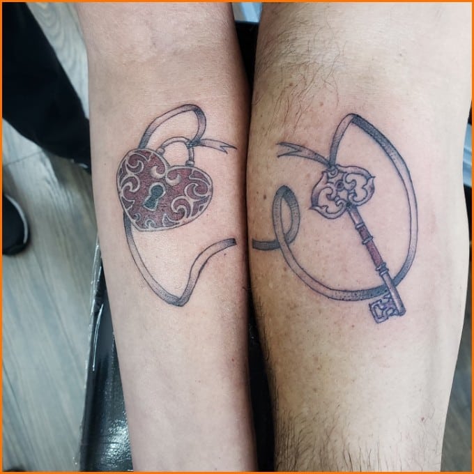 lock and key traditional tattoo