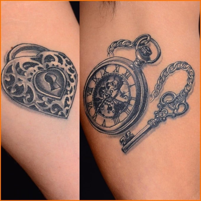 lock and key tattoos for best friend