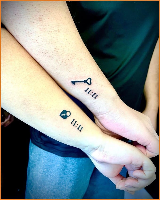 lock and key tattoos for him and her