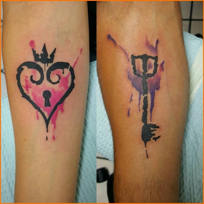 lock and key tattoos watercolor
