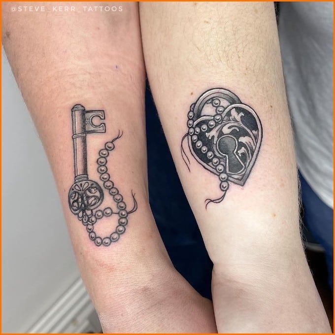matching lock and key tattoos