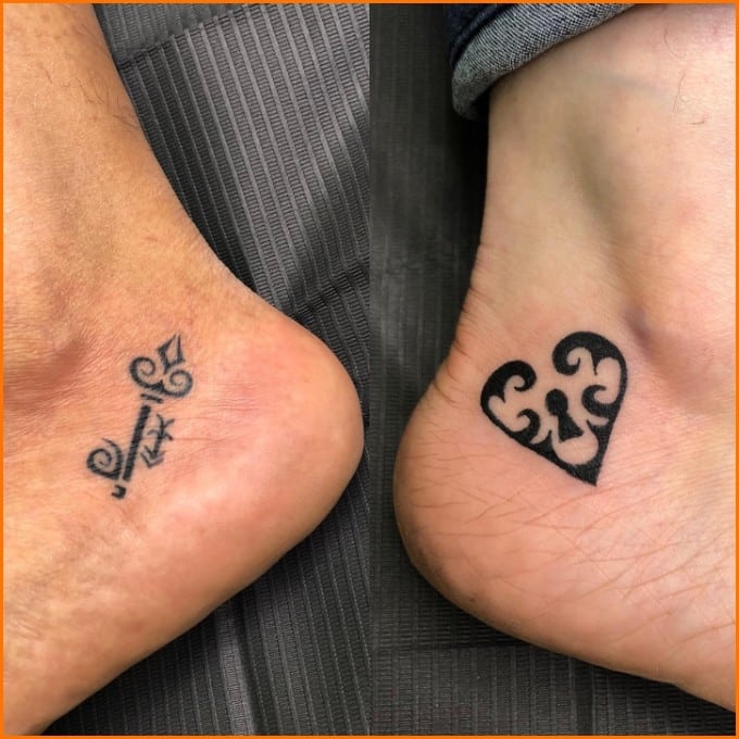 lock and key tattoos on feet