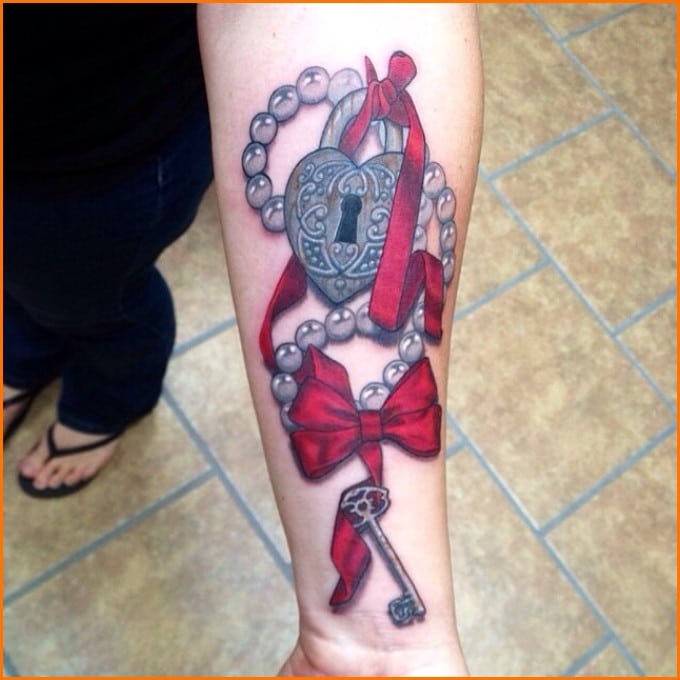 bow lock and key tattoos