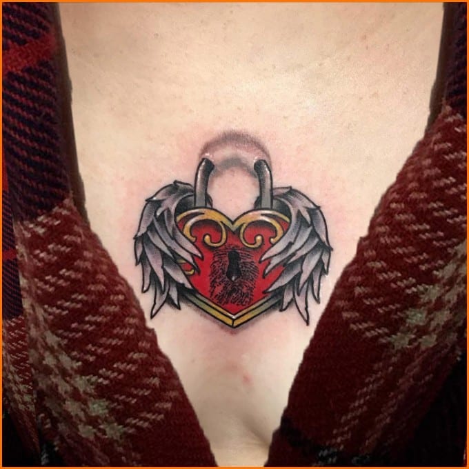 heart lock and key tattoos