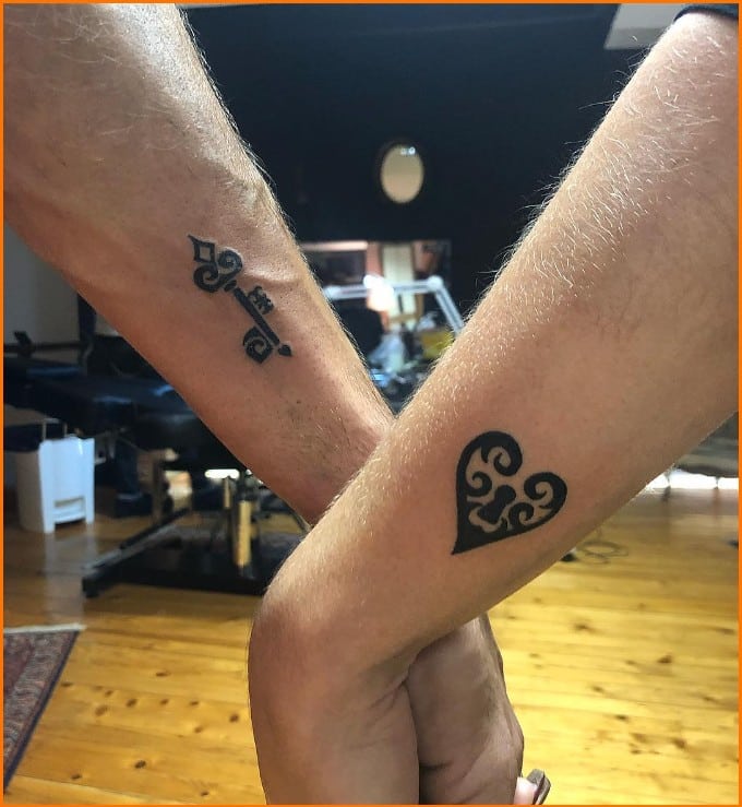 coupel lock and key tattoos