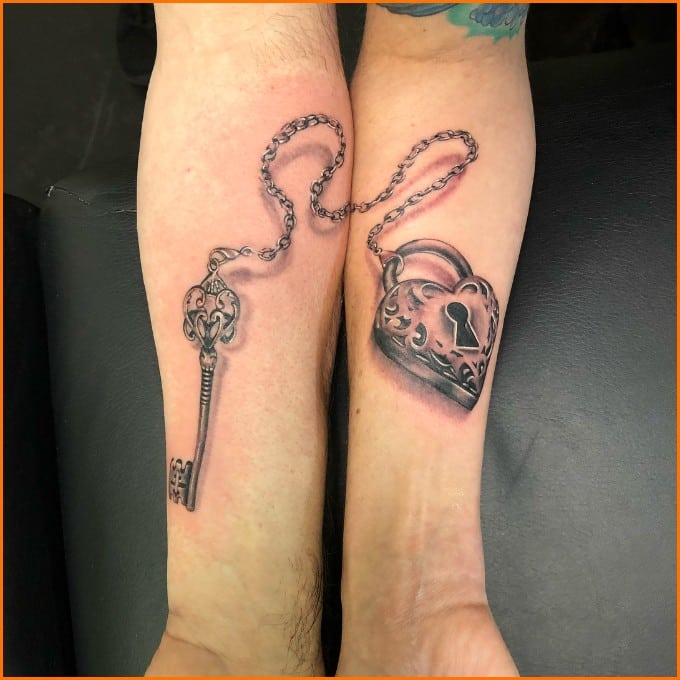 lock and key matching tattoos
