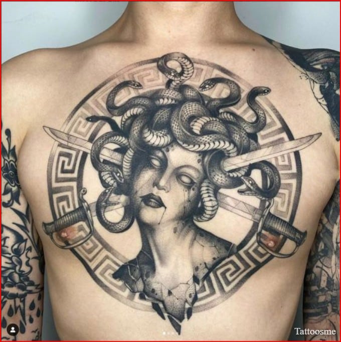 medusa tattoo on chest for men