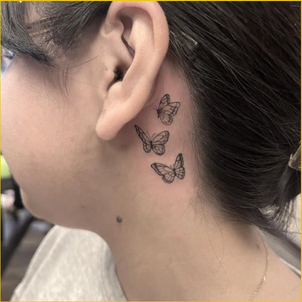 behind ear tattoos girl