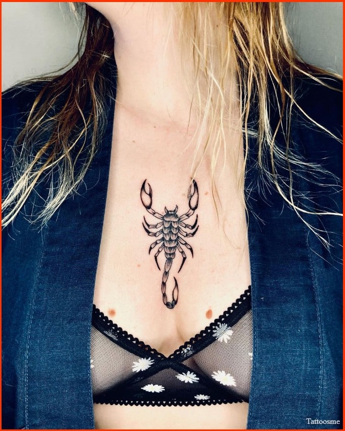 Scorpio astrological tattoos on chest for women