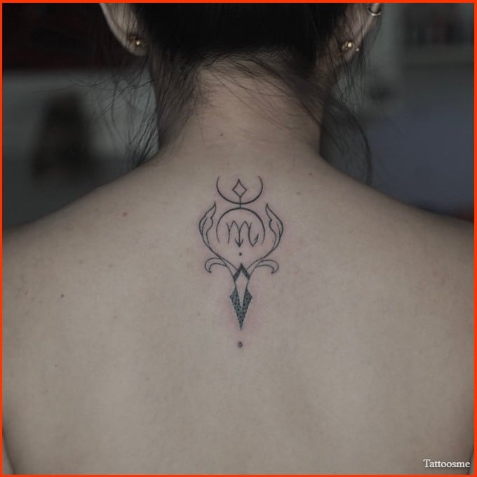 Scorpio constellation stars and symbol tattoos on back
