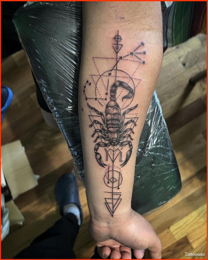 Scorpio geometric sign 
 and symbol tattoos
