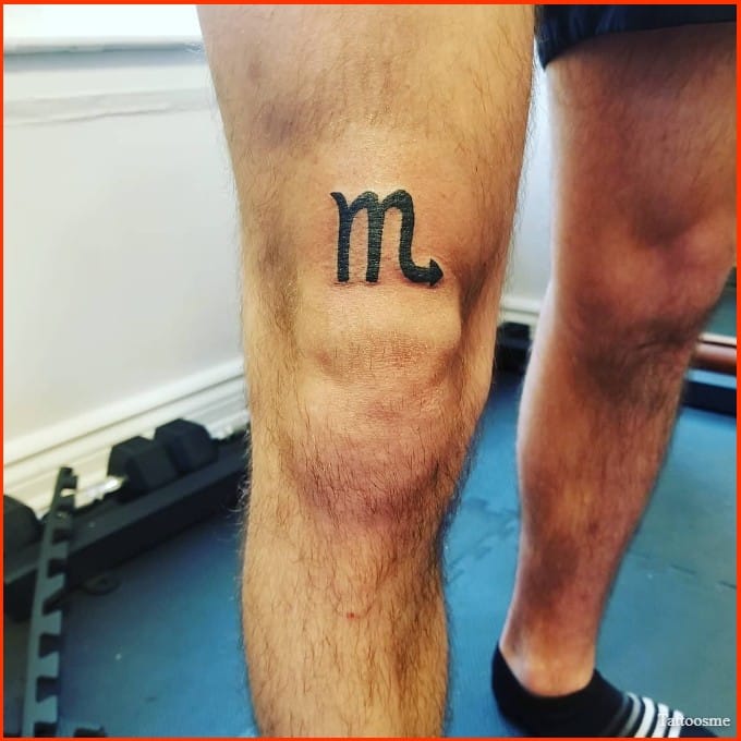Scorpio symbol tattoos on knee