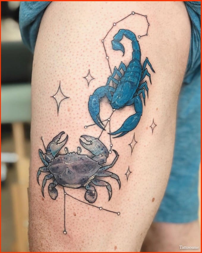 Scorpio zodiac constellation tattoos with cancer zodiac sign