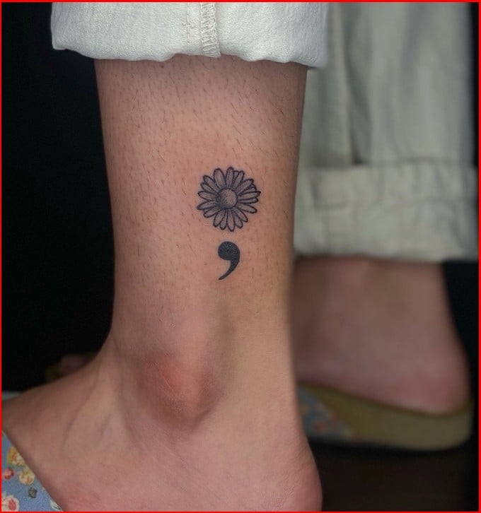 sunflower semicolon tattoo