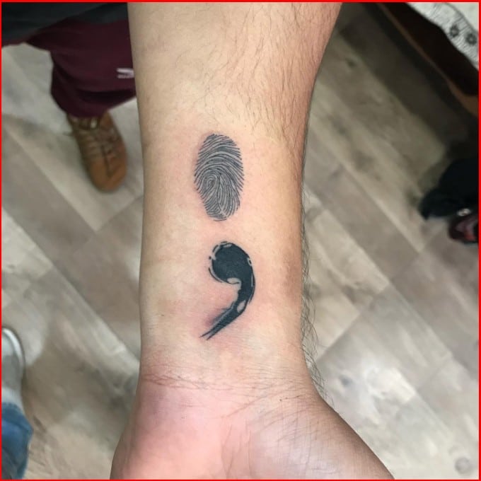 wrist tattoo semicolon 