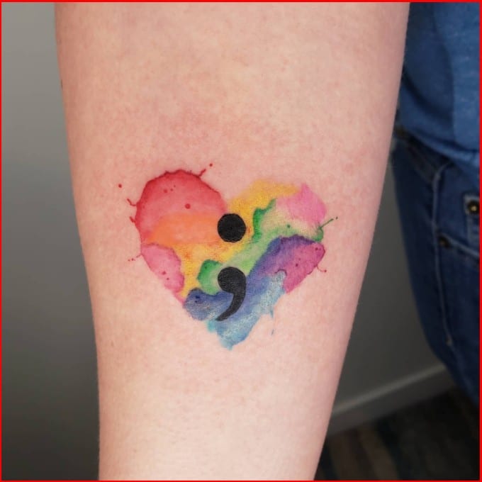 watercolor wrist tattoo semicolon