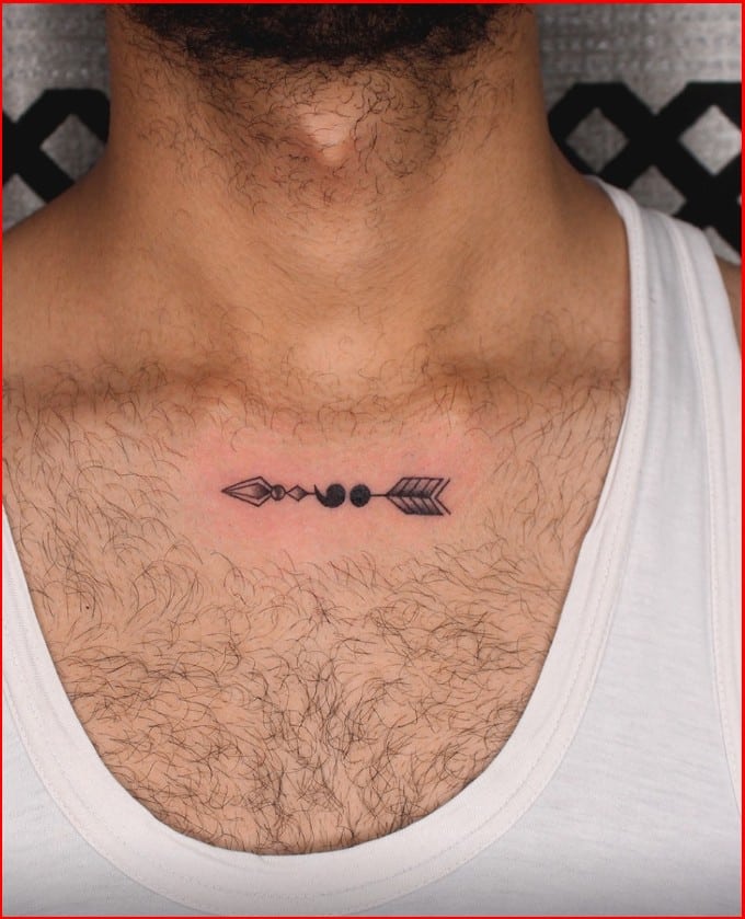mens semicolon tattoos on chest