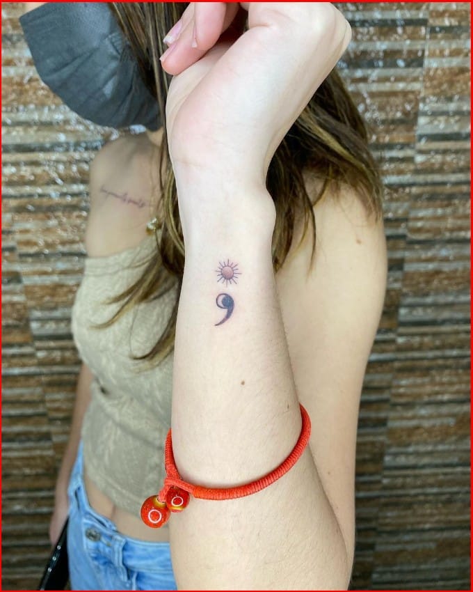 semicolon tattoos on wrist