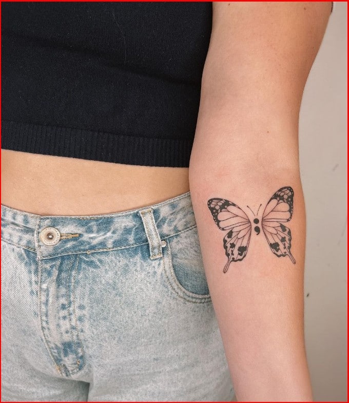 butterfly semicolon tattoo designs