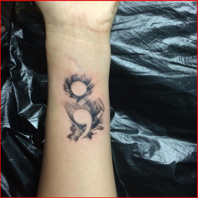 anxiety feminine semicolon tattoos