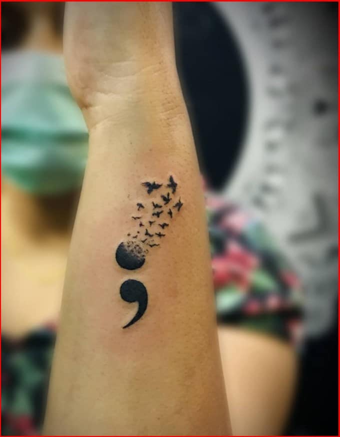 bird semicolon tattoo 