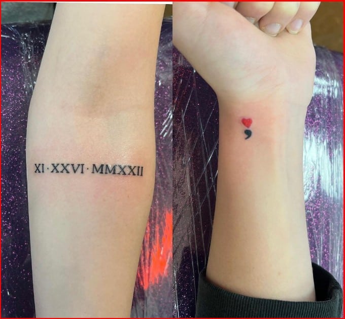 semicolon tattoo for women