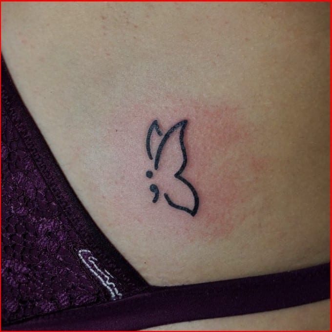 Tattoo uploaded by Paige  Semi colon butterfly semicolon  semicolonbutterfly  Tattoodo