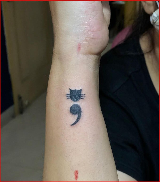 semicolon butterfly tattoo meaning