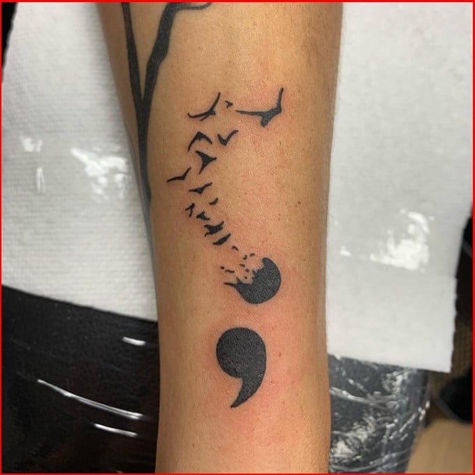 bird semicolon tattoo